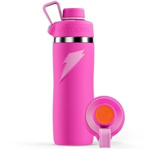 NWT Gatorade 22oz Stainless Steel Pink Water Bottle, Leak Proof, Dishwasher Safe